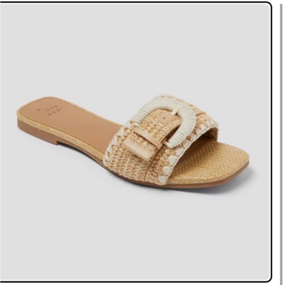 a new day Tan Woven Buckle Slide Sandal
